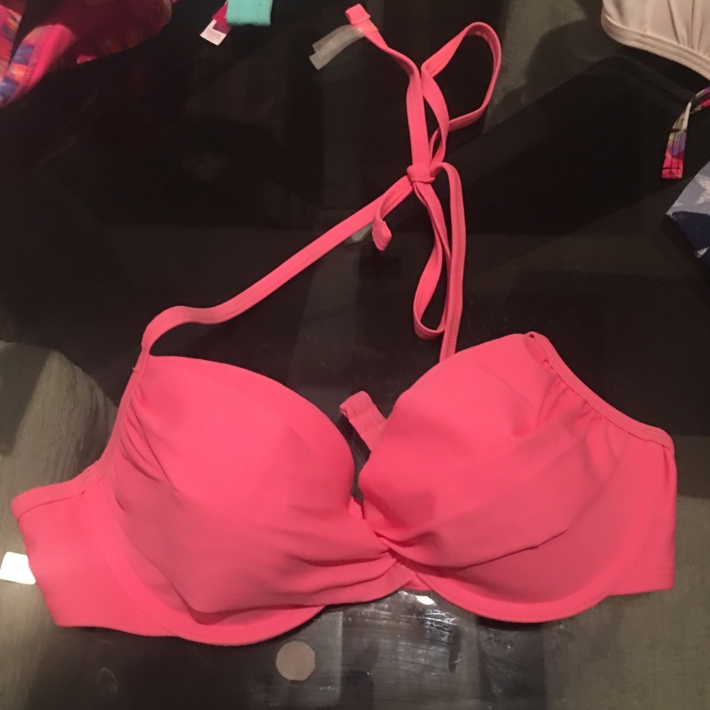 aerie bikini top! Bright Coral never worn!